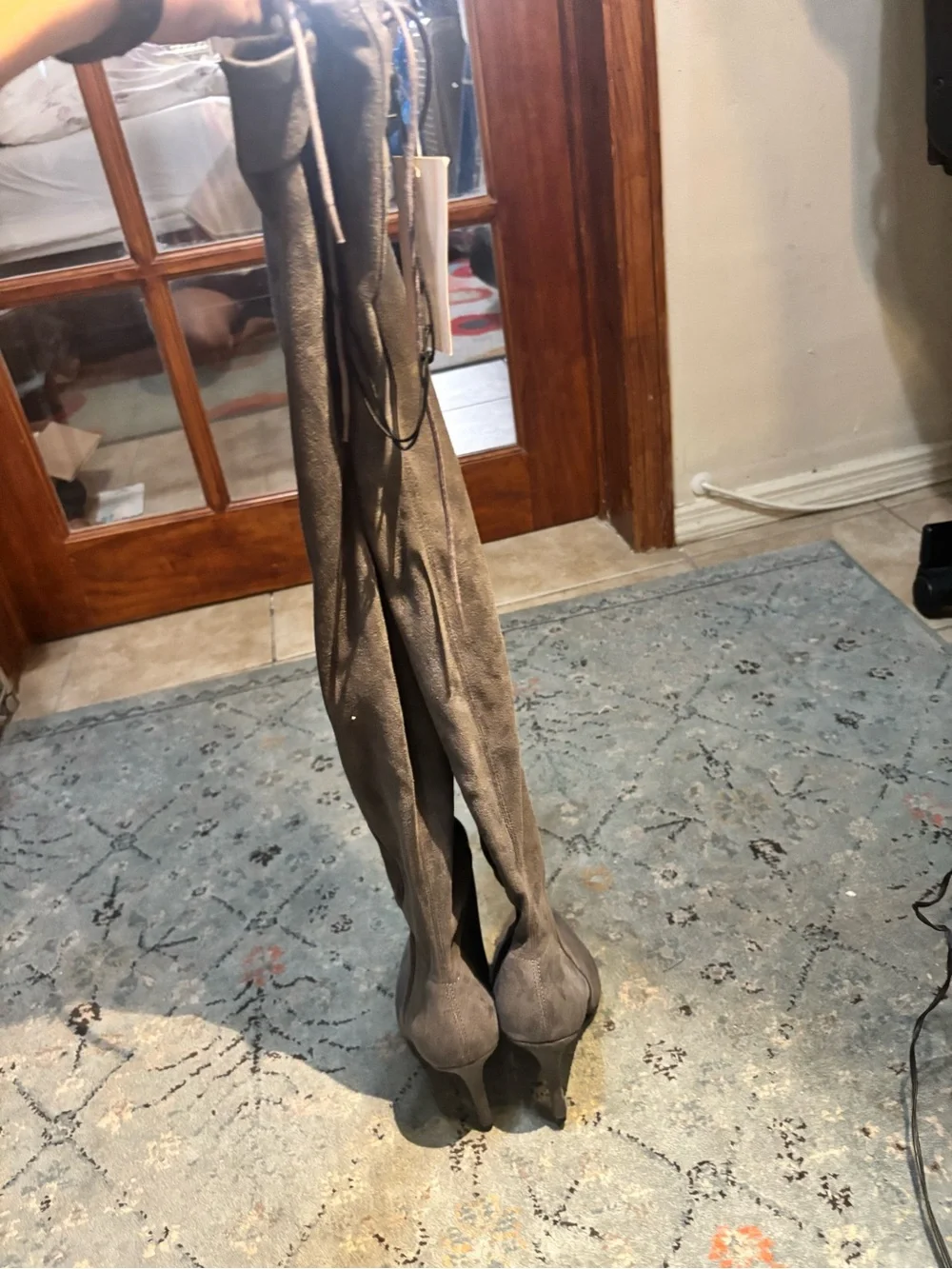 H&M Gray Suede Over-the-Knee Pointed-Toe Boots